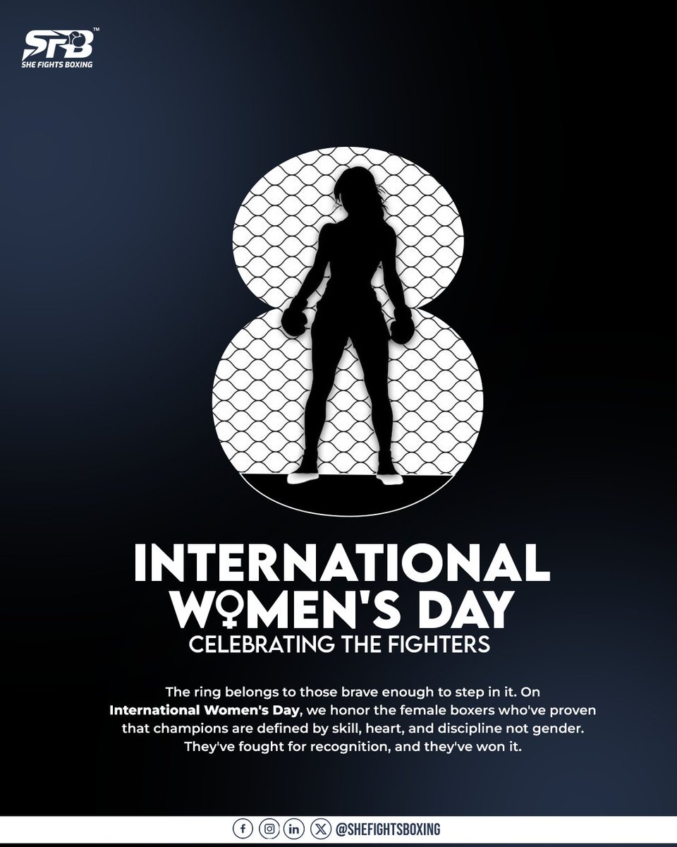 shefightsboxing's tweet photo. 👊 INTERNATIONAL WOMEN'S DAY, The ring belongs to those brave enough to step in it.
Today we honor the female boxers who've proven that champions are defined by skill, heart, and discipline not gender. They've fought for recognition, and they've won it
#InternationalWomensDay https://t.co/BQ141qzimg