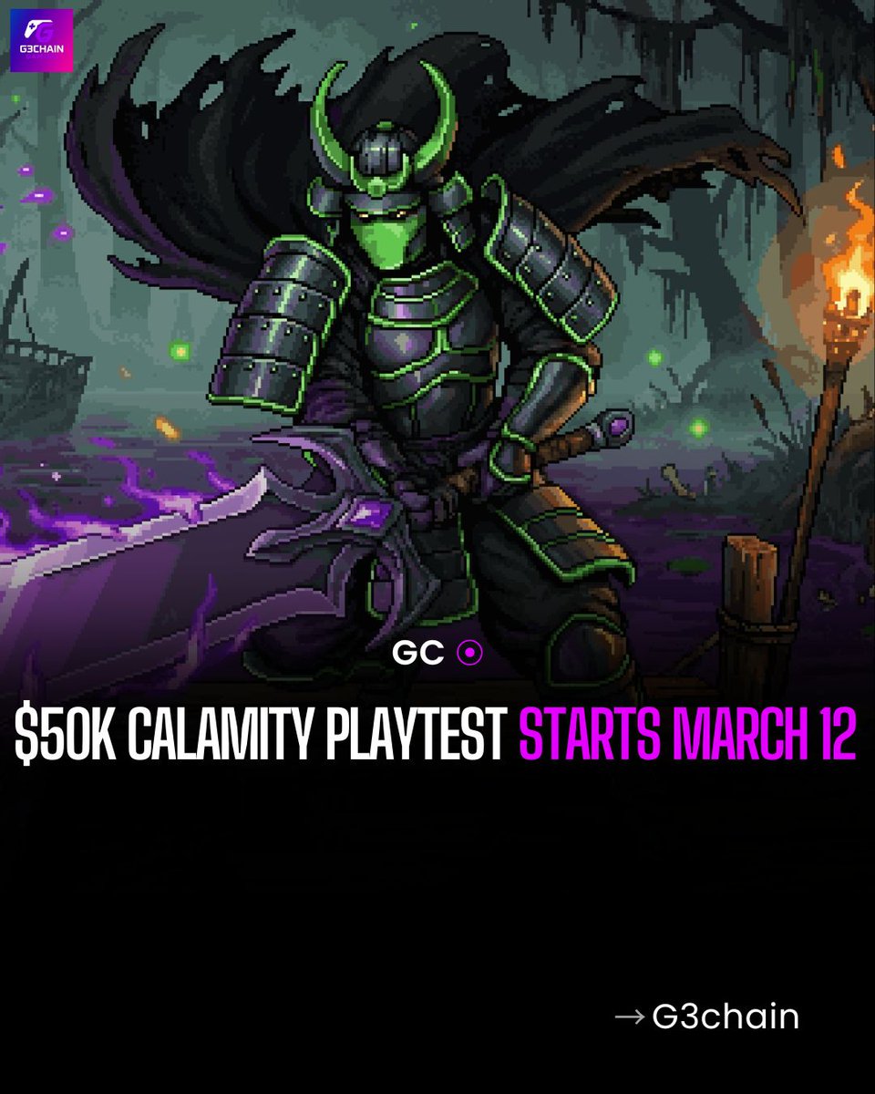 G3Chain_'s tweet photo. Calamity raises the stakes with a $50,000 playtest beginning March 12.

PvE and PvP rewards include:
$45,000 in WYRM
$5,000 USDC Wyrm Tribute seeded by the project
NFTs, lotteries, and creator rewards
Study the systems, optimize your builds, and enter prepared. https://t.co/3hAzWcLYYn