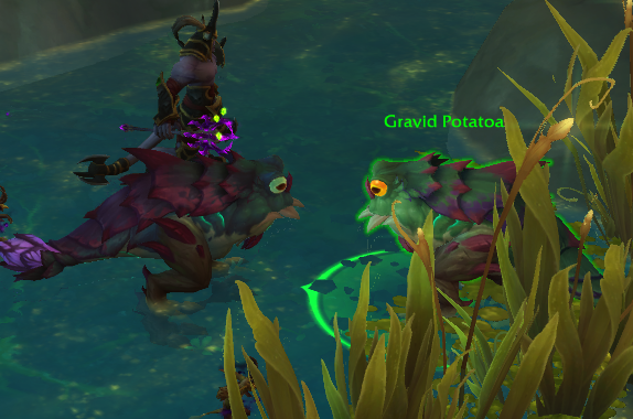 BaalTheWarlock's tweet photo. if you use the hex potatoad mucus and talk to the gravid potatoad in The Blinding Vale dungeon, you get another toy, the Potatoad Egg https://t.co/hqPQbVgwNw