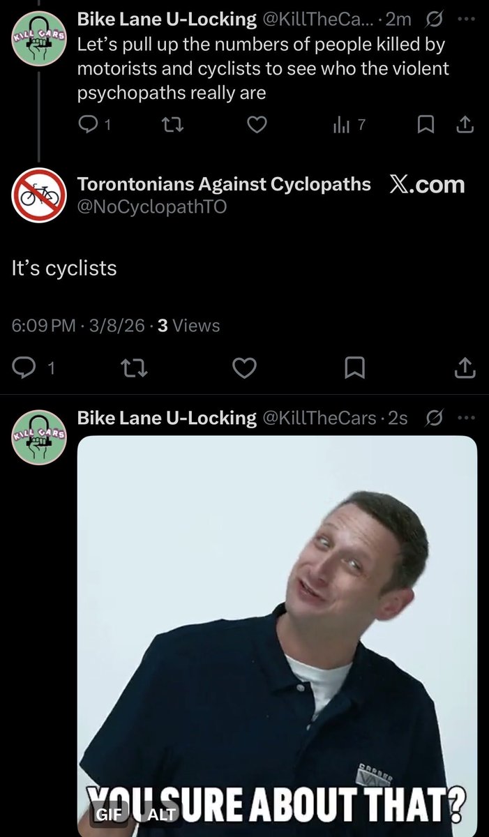 Cagers like <a href="/NoCyclopathTO/">Torontonians Against Cyclopaths</a> are mind-numbingly delusional