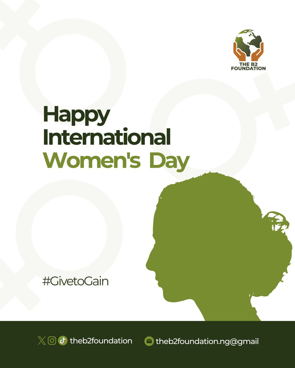 theb2foundation's tweet photo. Here’s to the women who inspire, lead, nurture, and change the world. Happy International Women’s Day.💚
#WomensDay #InternationalWomensDay #TheB2Foundation https://t.co/iWUnfbS7uV