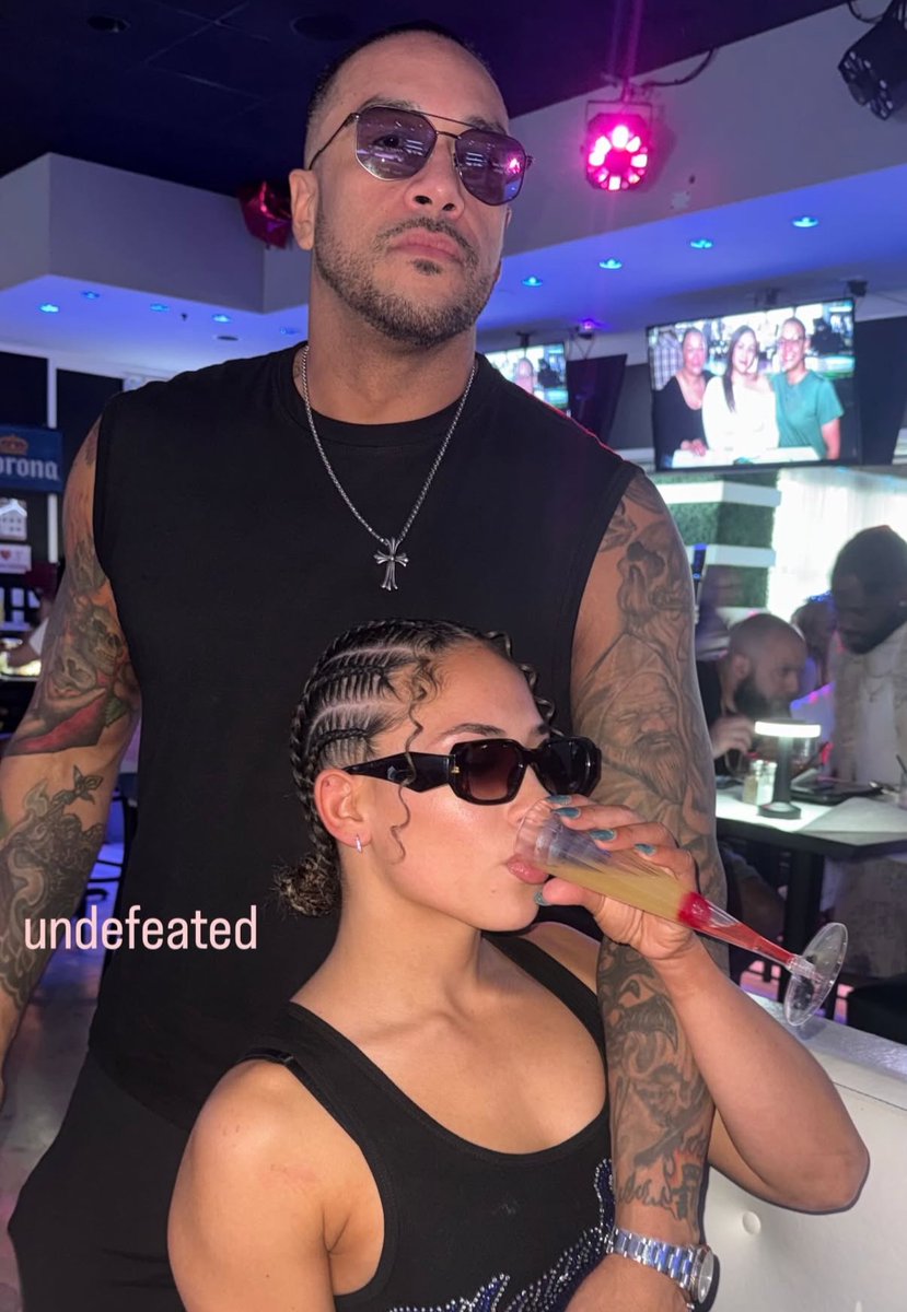 WrestlingWCC's tweet photo. Lola Vice and Damian Priest celebrating her Vengeance Day victory 🍹 https://t.co/aGkABwKveZ
