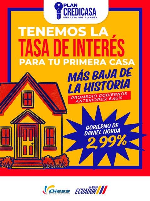 WuanplusAds's tweet photo. #Patrocinado 
¡Acceso a vivienda para afiliados y jubilados!
Conoce más sobre el Plan “Credicasa” anunciado por el presidente @DanielNoboaOk para todas las familias que buscan el sueño de tener casa propia. 🏡
Da clic en https://t.co/iwGDPWdPVt
@Presidencia_Ec https://t.co/Ik0yDdSPEp