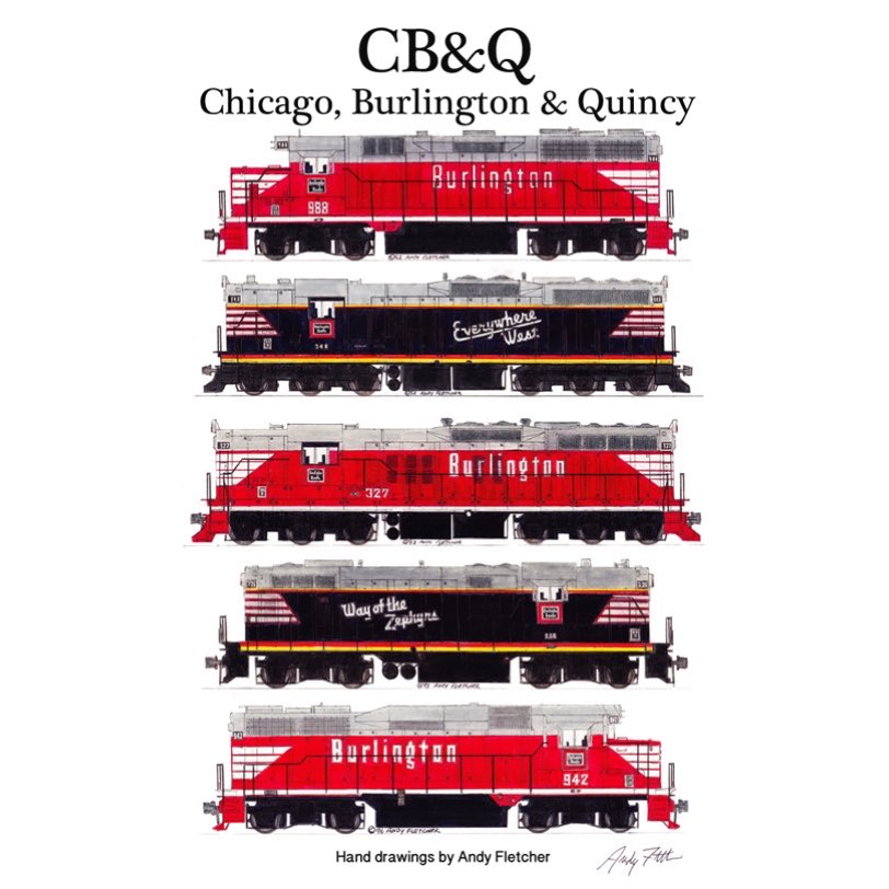 CustomTrains's tweet photo. These Chicago, Burlington &amp; Quincy locomotives move carloads of freight in the Twin Cities. The SD9s lead a manifest train to Chicago. https://t.co/E4Dxiuj1yn https://t.co/FPqo9k7Y2U