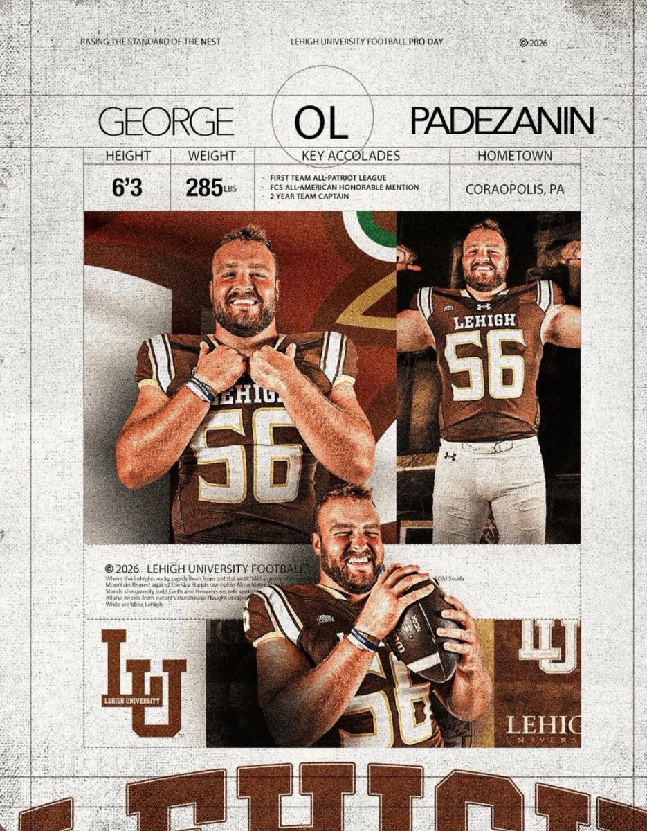 MontourFootball's tweet photo. 🏈 Good Luck to Coach George! 🏈

He’ll be participating in Lehigh’s NFL Pro Day, tomorrow! 

@georgepadezanin https://t.co/8VCMg9CZaf