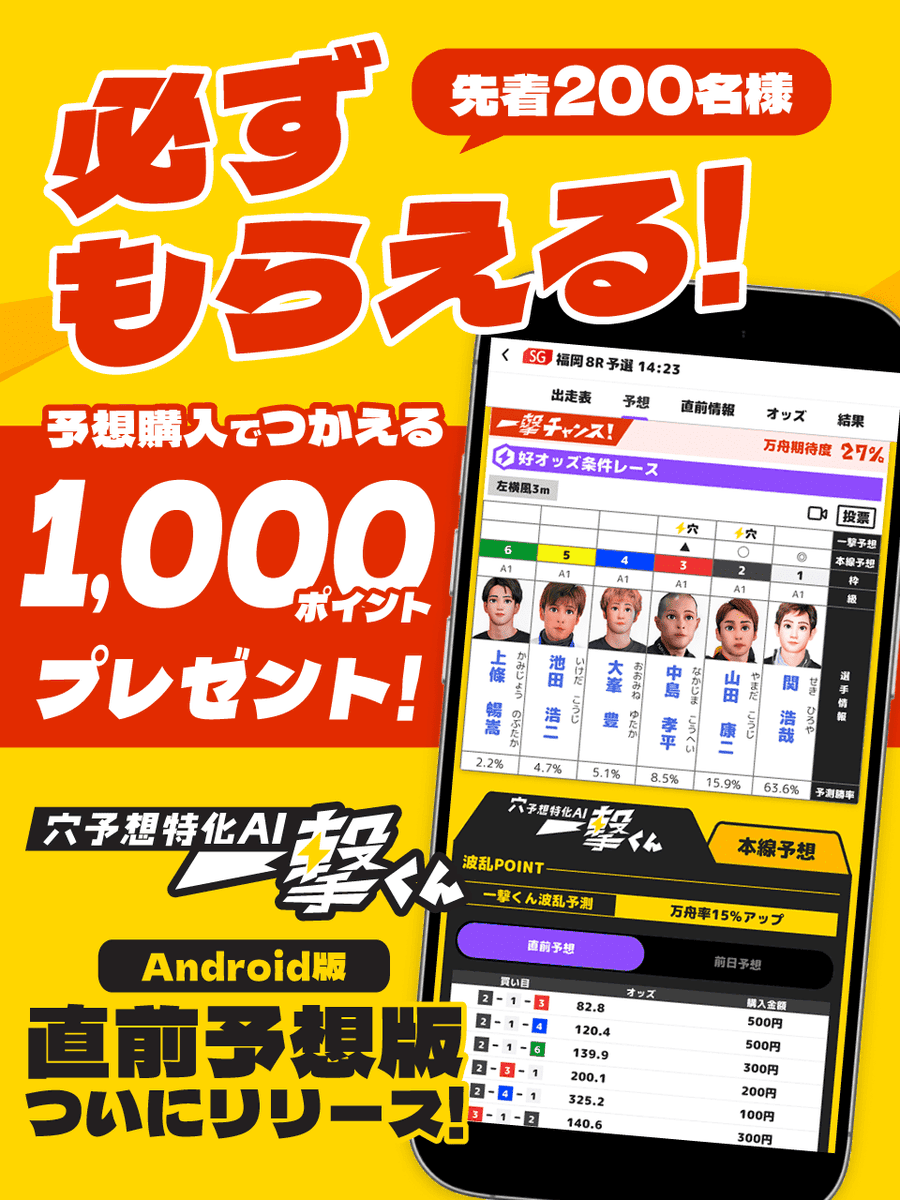 一撃くん【穴予想特化ボートレースアプリ】 tweet media