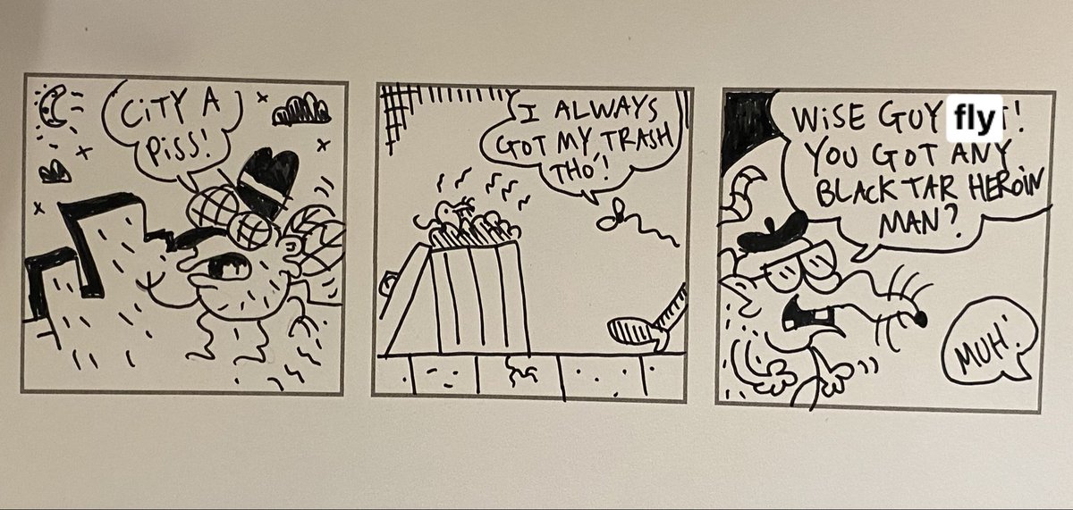ZENO0Z's tweet photo. WISE GUY FLY #1

imagine yourslef in New York City in 1974. 911 hasn’t happened yet so everything’s peachy right? Wrong. It’s a cesspit of urban decay and squalor: in this unholy Babylon we find our protagonist, a small time ex associate ‘wise guy fly’- let’s see what happens! https://t.co/mPTwmh75TU