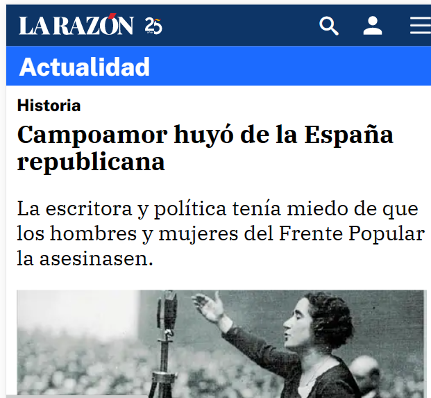 Hoy es buen día para recordar que Clara Campoamor, que consiguió el voto para las mujeres, tuvo que huir de la República del PSOE y sus amiguetes.

El Frente Popular la odiaba porque creían que las mujeres eran conservadoras y votarían derechas.

Esto también es #MemoriaHistorica