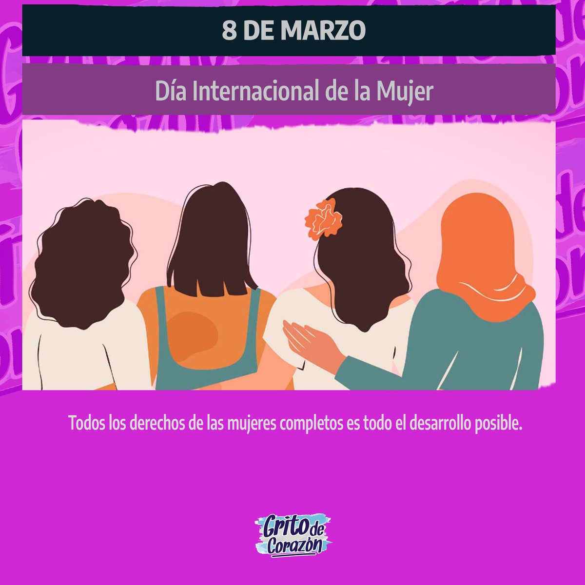 GritoPBAOK's tweet photo. ✌️En este #8M no hay que dejar de luchar por los derechos conquistados, por las que no están, por las que están y por las que vendrán. 

En este día debemos recordar y reafirmar la justicia social para construir un futuro posible. 

#DíaInternacionalDeLaMujer 💜 https://t.co/52Tn1ysBAK