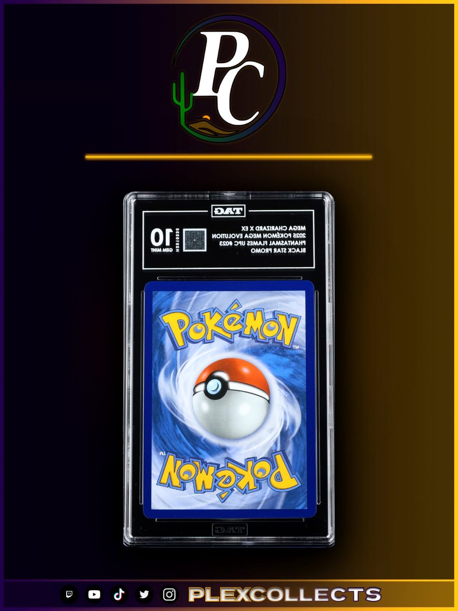 PlexCollects's tweet image. 🚨 Back from TAG ✅🔥

Mega Charizard X EX (UPC Promo) out of Phantasmal Flames came back from TAG… a TAG GEM MINT 10 🐉

Full grade reveal is live on YouTube ➡️ is.gd/N8EtjR 👀

#PokemonCards #Charizard #TAGGrading #TheHobby #TradingCards