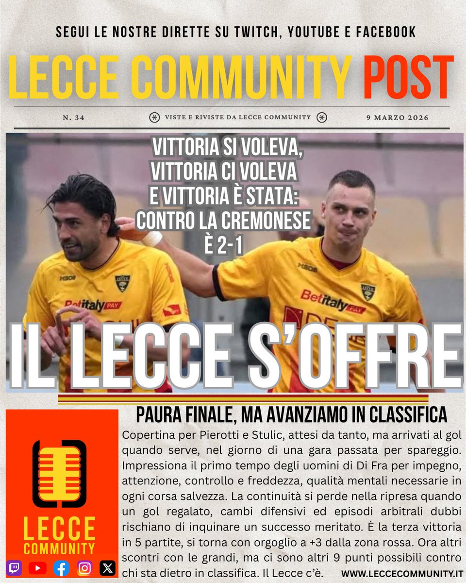Lecce Community X tweet media