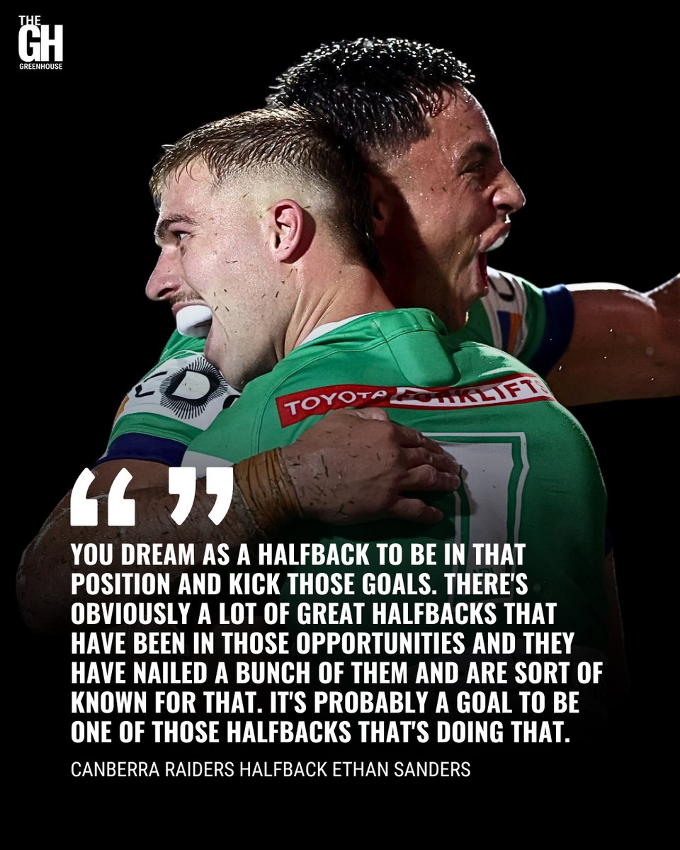 NRLNewsNow's tweet photo. Ethan Sanders - “You dream as a halfback to be in that position and kick those goals.” Per The Canberra Times. 🏉📰👉 https://t.co/eIosp03XM7

#NRL #WeAreRaiders #Canberra #Raiders #CanberraRaiders https://t.co/J2gzrihfwk