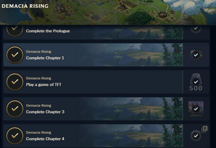 @riotgames @RiotSupport Ive completed up chapter 4 on demacia rising ...