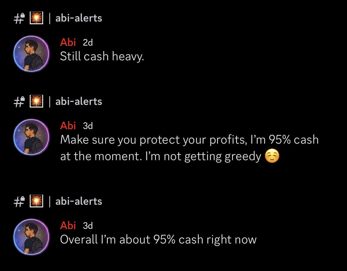 ABTradess's tweet photo. Protecting your capital is also a skill. 
I didn’t really see much to swing or anything new to grab. 

I remained patient into the week. 

I was very transparent with my team about my available cash. 

Im actually excited for the market to open. https://t.co/0lhmwU83CD