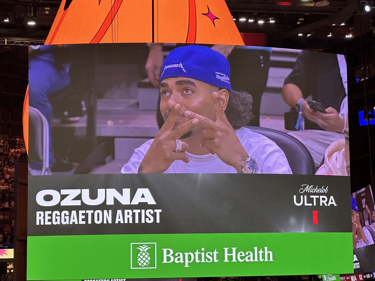 Ozuna at the Heat game tonight: #HeatNation