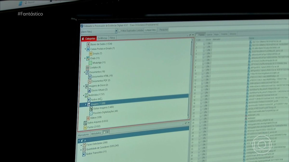 Fantástico mostrando o Cellebrite