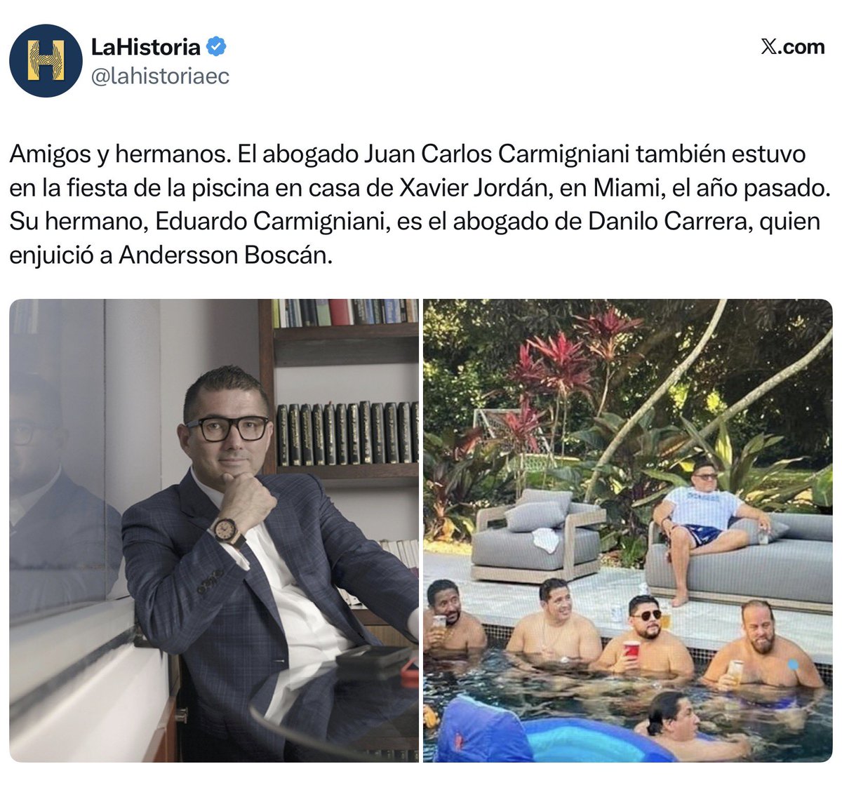 SinMordazaOf's tweet photo. Los que defienden con uñas y dientes a #Granasa lo hacen a sabiendas de que #EduardoCarmigniani ES UN CORRUPTO y desde hace mucho tiempo debió ser separado de diario @Expresoec
#Carmigniani preside el Consejo Editorial del diario y durante meses lo ha utilizado para DESPRESTIGIAR EL TRABAJO DE @FiscaliaEcuador , inclusive ha estado REGALANDO CIENTOS DE EJEMPLARES A @CorteNacional con el afán de ser influir en el ámbito judicial
Es un ser maquiavélico y peligroso y SU HERMANO JUAN CARLOS CARMIGNIANI TAMBIÉN..este último estuvo en la piscina de Jordán y casi ahorca a su ex esposa en la calle y delante de su hijo menor..