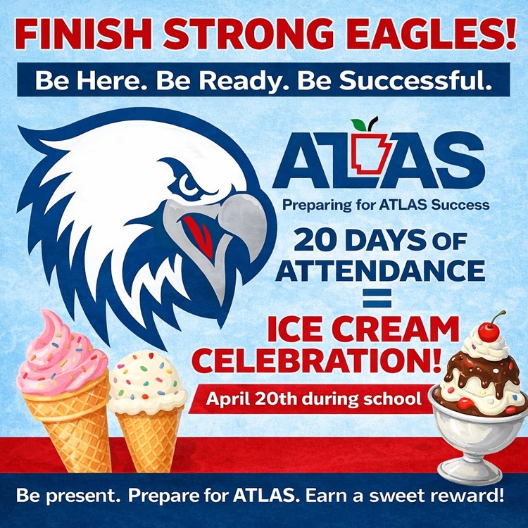 HillcrestNT's tweet photo. ATLAS testing for grades 7–10 begins April 21st. We have 20 instructional days to prepare! High school students who have perfect attendance (excluding school activities) during this time will earn an Ice Cream Celebration that afternoon. Let’s finish strong! 🍦📚 #FinishStrong https://t.co/TVPTl42mXf
