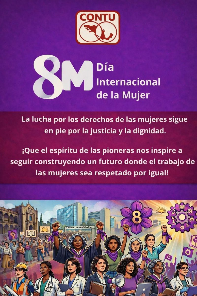 Hoy, 8 de Marzo, nos unimos a la conmemoración del Día Internacional de la Mujer, recordando que la lucha comenzó por el derecho al trabajo digno para las mujeres.

#DíaInternacionalDeLaMujer 
#8M 
#DerechosLaborales
