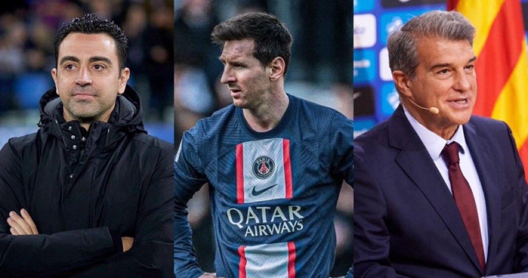Xcellent70's tweet photo. Xavi: I tried to bring Messi back to camp nou to fulfill his promise of bringing ucl back but Laporta blocked the move because they were happy with copa del Rey😭 https://t.co/IVmviYRoaR