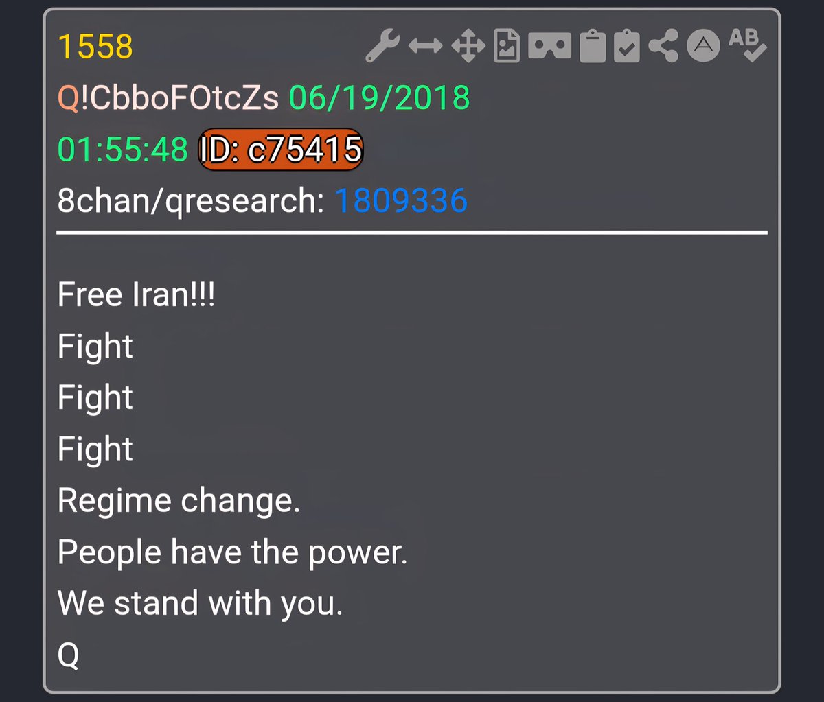 AAnon55's tweet photo. [The Big Flip]

All the Media & Influencers like Alex Jones turning on Trump over Iran are either confused, uninformed, farming engagement to get paid, or controlled opposition. They build their name off Trump's name & then flip at some point.

Trump warned Iran a long time ago. Did they agree with Trump when he said Iran cannot have nuclear weapons?

Incase people haven't noticed, our Military under Trump has been fast & on point. Specific targets are being hit. I think it could be over pretty quick because it was reported that the operation is ahead of schedule.

Iran was captured & controlled by people who's mission is to convert the world to Islam. They want the whole world to live under Sharia Law. The People of Iran were forced into submission. When they protested & they were gunned down. The people of Iran asked Trump to help them. I've seen the videos on X of Iranian people thanking Trump & celebrating.  When Trump is done Iran won't be a threat & the good people of Iran will get thier country back.

It doesn't always have to be able Israel. Like I've said before, you can't just stick a pin in the map & say that's it. The people of the world are up against a world wide network that's controlled by a small group of people. Not one country.  Trump used Israel strategically against the terrorists that were controlling Iran. It was Trumps operation. I'm sure Israel has a lot of Intel on Iran. The enemy of my enemy is my friend (situational). It's called strategy. More weapons aimed at the enemy, more intel on the enemy, use less resources., & a closer look at your enemies enemy.

The question is, if we're up against a world wide enemy that has strongholds in multiple countries, why focus on one place for the big picture?

Trump is hitting the targets that are down for violence. Cartels & terrorists. Those are the major threats. Without the major threats, the ones at the top are weak. In no way, shape, or form is removing a threat to America a bad thing. Giving the people of Iran their country back at the same time is badass bonus.

Everyone called Anons "conspiracy theorists" for talking about an elite pedophile club. Now people are starting to realize we were right. Anons knew Iran would be in place at some point. Trump is taking out the regime & telling the people of Iran to fight for thier freedom just like Q.

To be clear, I'm not "defending Israel". I'm defending Trump. This post is not about Israel, it's about Trump & Iran.

Don't come at me with that "Operation Trust" bullshit either. [They] didn't need Trump. All [they] had to do was put Hillary Clinton in the White House. It was her turn & everyone knows it. Plus waking the world up doesn't help the [Cabal], it makes things harder for them because they're being exposed. That's like setting a trap & walking into it when you're done. It's definitely not a winning strat. 

The Epstein files confirmed that Anons were right about the elite pedophile club. The number one topic used to mock Anons ended up being true.

How many of the people turning on Trump bashed Anons, or dismissed us as crazy?

How many of them talked about the elite pedophile club before the Epstein files were released?

How many of them ignore Anons even after the "conspiracy theorists" were proven right?

Anons have been ahead of the curve. All these big names report stuff after Anons already dropped it. Look at the elite pedophile club, the big names are a decade behind Anons on that. You don't have to believe everything Anons say, but you should definitely listen. Anons provide a prospective that other people don't. You may not believe Q but enough information as lined up to make the Q information worth looking at. In the realm of information, you can't just overlook The Great Awakening. The biggest truther movement in history.

Trump & his team are up against Democrats & Republicans. At the same time they're fighting a world wide power (the Illuminati). They're the only ones doing it.