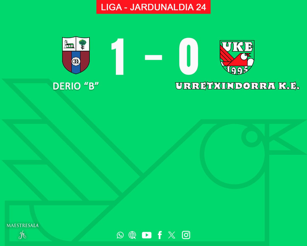 🚨Gure Seniorraren bigarren zatia oso txarra izan da, eta Deriotik punturik gabe itzuli da.
---------
Muy mal segundo tiempo de nuestro Sénior, que se va de Derio sin puntuar.

💚🤍