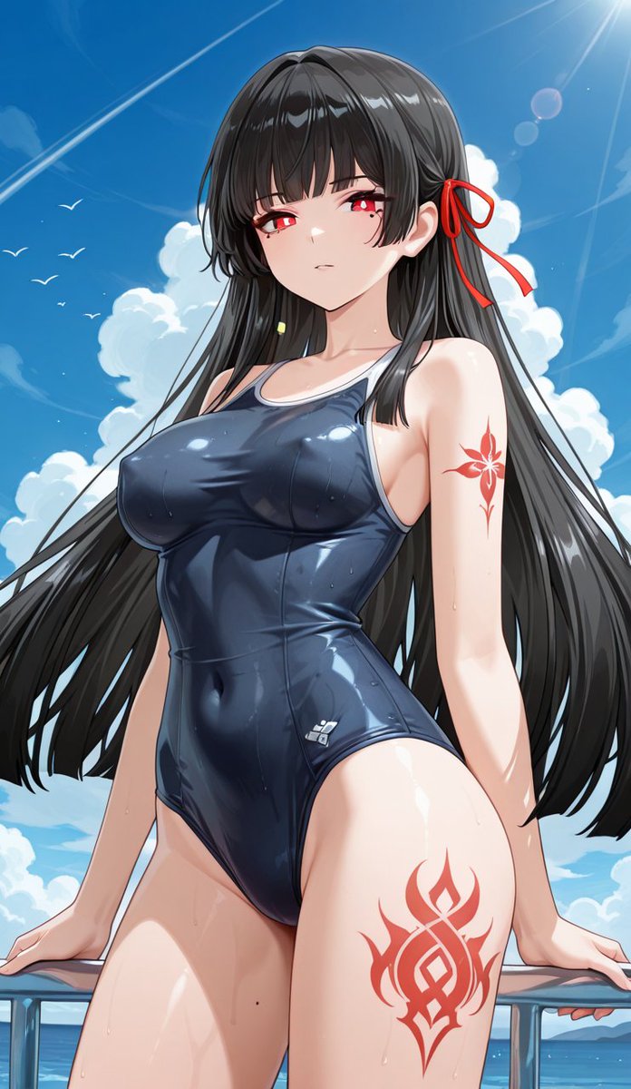 This is an illustration of Chixia coming to play at the beach.

Chixia
#WutheringWaves