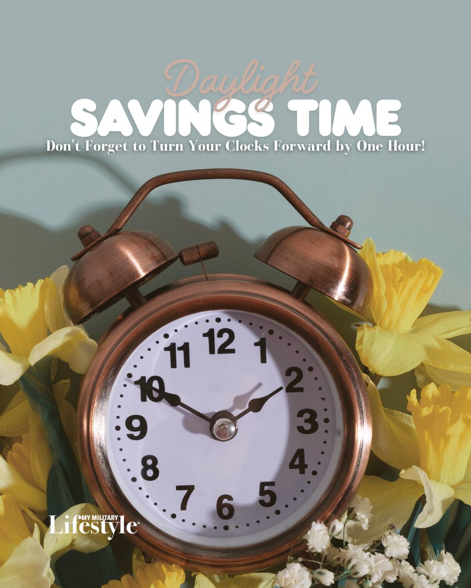 MyMilLifestyle's tweet image. Don't forget that it's Daylight Savings Time⏰!

#MML #DaylightSavings

mymilitarylifestyle.com