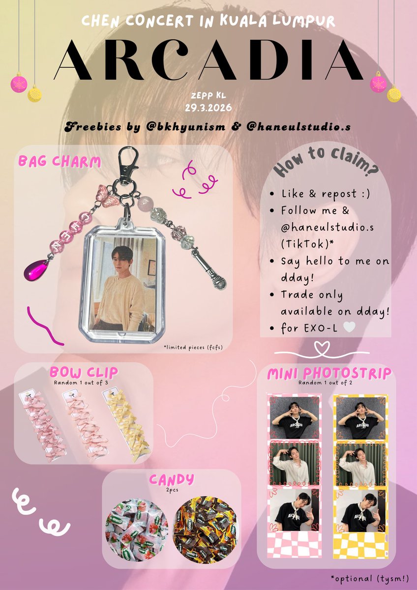 bkhyunism's tweet photo. ⋆˚꩜｡ #ArcadiaInKL freebies by @bkhyunism  ꣑ৎ

📍Zepp KL (29/3) (Sunday)

🦖 time ; tba
⚡️fcfs basis ˙ᵕ˙
🦖do not throw or/ sell ˙ᵕ˙
⚡️how to claim👇🏻; ˙ᵕ˙

see you there! 

#RiangRiaJD #ArcadiaInMY #ChenInMY https://t.co/mV99wtUDHN