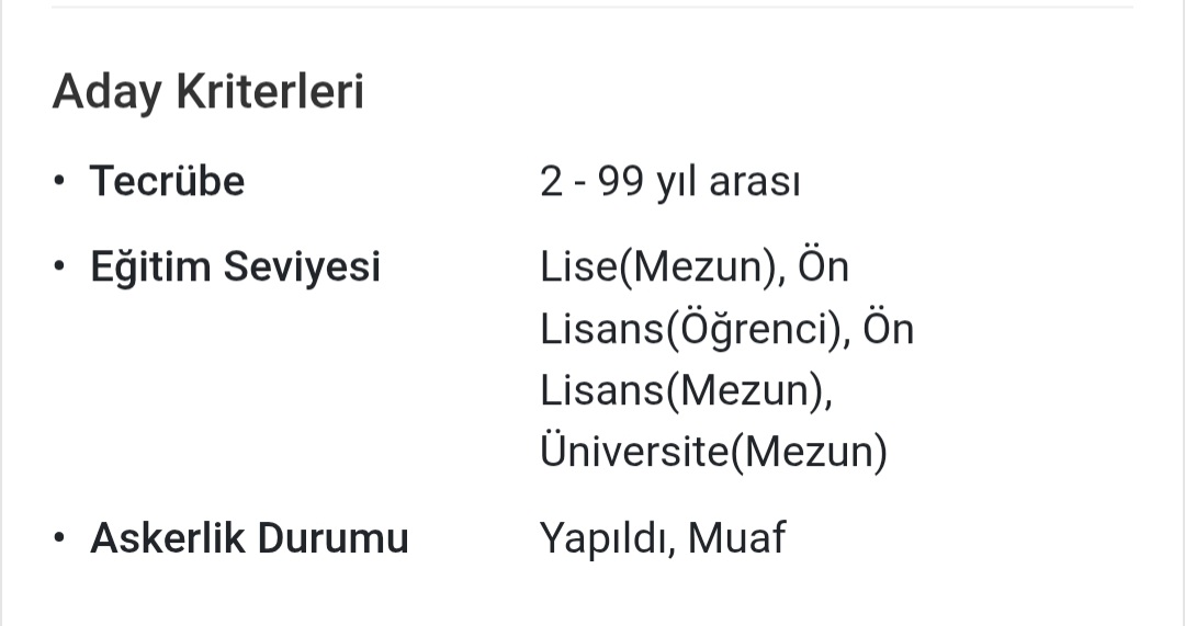 kendime iş arıyorum ve baktığım ilanlardan birinde istedikleri tecrübeye bakar mısınız chhxxhhxj
