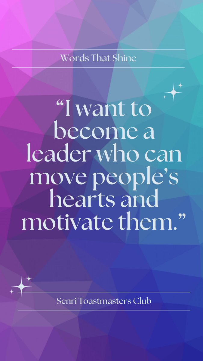 Inspire your leadership journey! ✨
From a recent Senri Toastmasters Club speech
#SenriToastmastersClub #WordsThatShine #Leadership