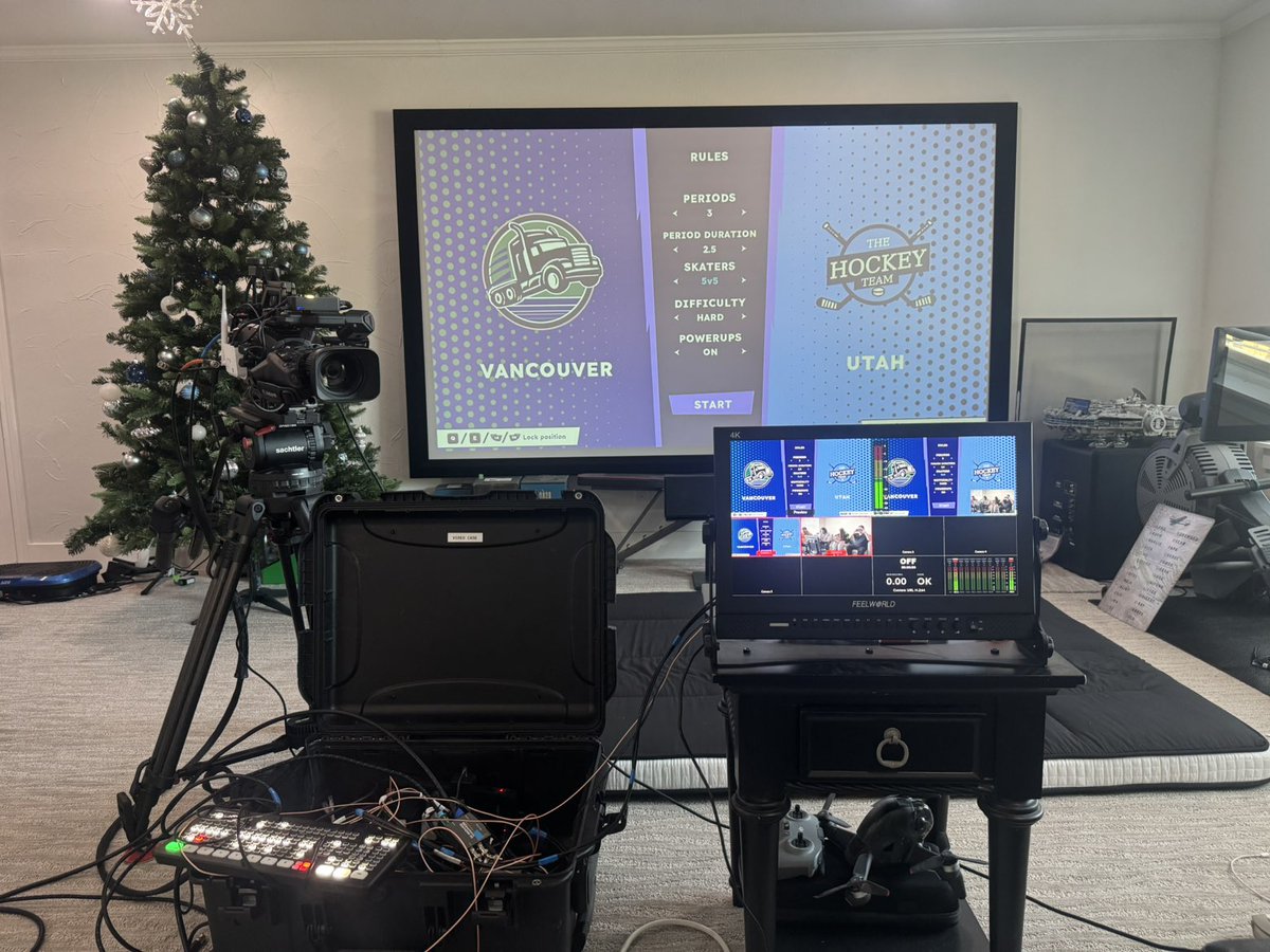 emilypls's tweet photo. Nothing like an over engineered streaming setup for a silly hockey game https://t.co/MVeQNknpH9