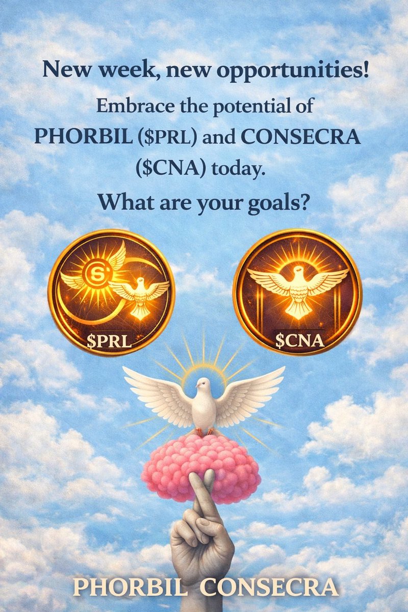 PHORBILCONSECR's tweet photo. New week, new opportunities! Embrace the potential of PHORBIL ($PRL) and CONSECRA ($CNA) today. What are your goals?
#CryptoGoals
- #CryptoRevolution
- #BlockchainTechnology
- #DecentralizedFinance
- #CryptoCommunity
- #InvestInCrypto
- #DigitalAssets
- #PHORBILandCONSECRA
- #CryptoForGood
- #GreenCryptoCommunity
- #DigitalFinanceRevolution
- #InvestInTheFuture
- #EcoFriendlyCrypto
