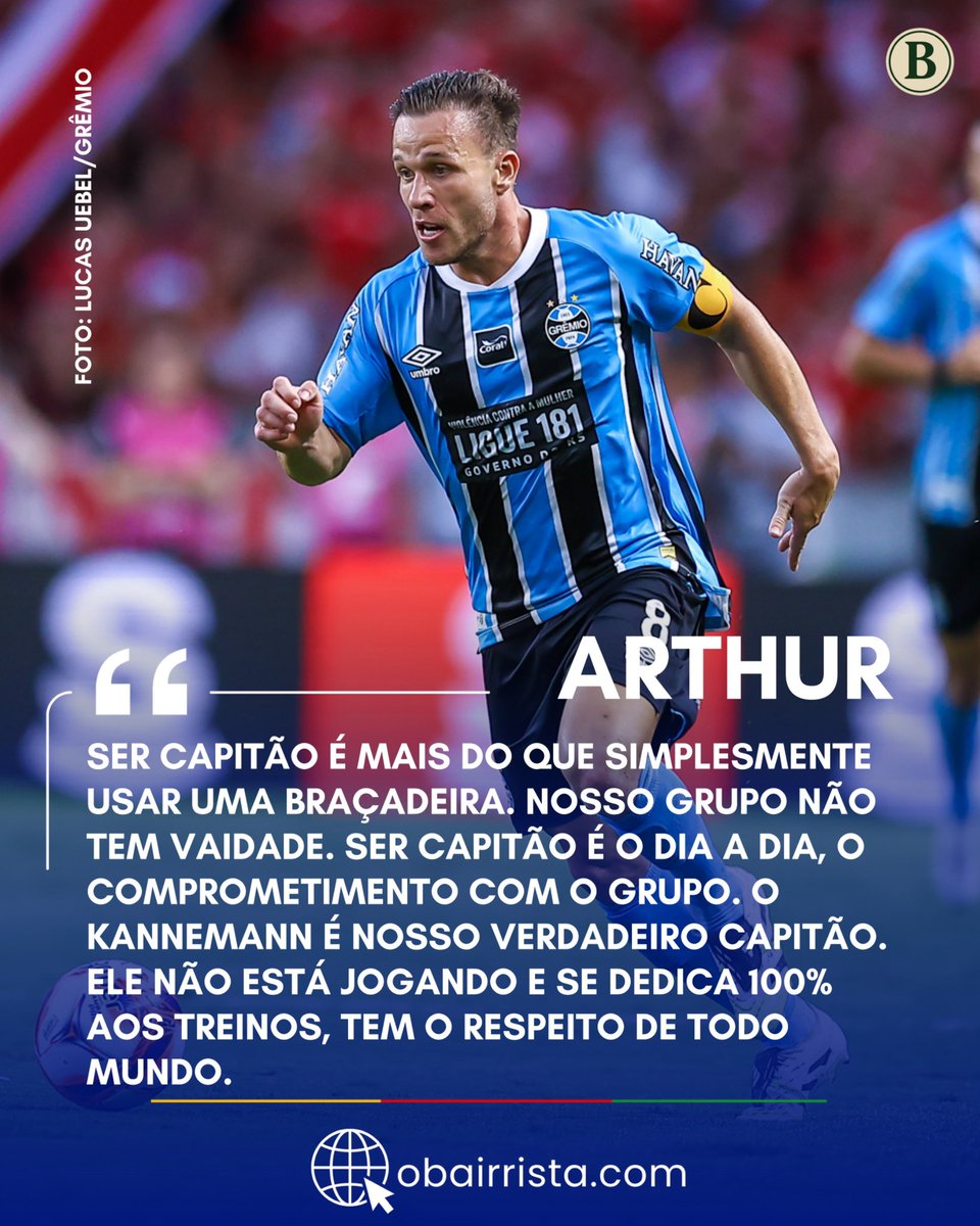 O_Bairrista's tweet photo. Arthur falou sobre levantar sua primeira taça como capitão do Grêmio, que acabou tendo a companhia de Kannemann. 

Arthur ressaltou a importância do zagueiro argentino dentro do plantel tricolor e disse: “Kannemann é o nosso verdadeiro capitão”. https://t.co/1dhQXDT7D8