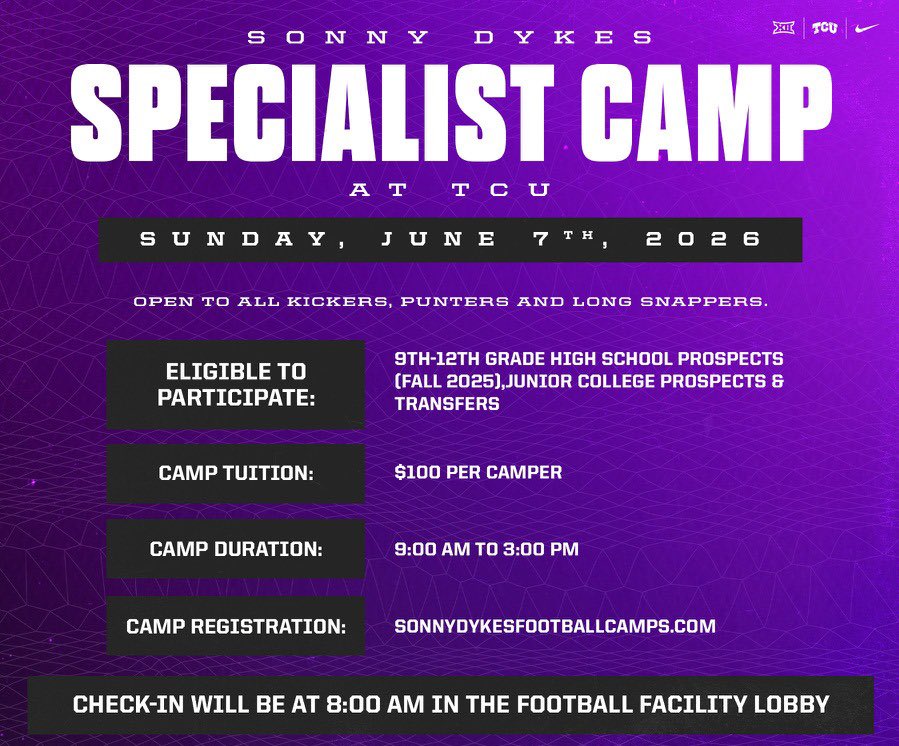 quinn99445's tweet photo. Thank you @MTommerdahl for personally me out to @TCUFootball specialist camp this summer! Can’t Wait to compete! https://t.co/KvbtPXLMsV