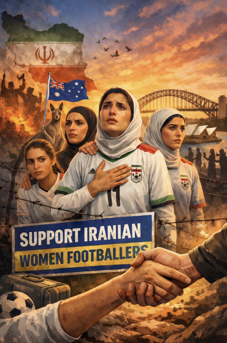Alex47778556934's tweet photo. Iranian women footballers in Australia have been threatened for not singing the regime’s anthem. If they return to Iran, their safety is at risk. The world must stand with them.
@FIFA @theafcdotcom @FootballAUS @UNWomenAU @KarimiAlik
#SupportIranianWomen #LetThemStay #Iran https://t.co/75ObQTifMa