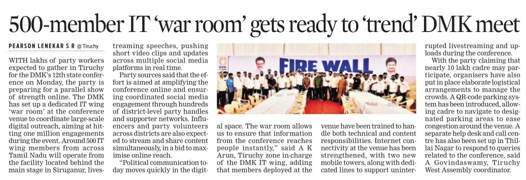 tamilmarai's tweet photo. 500 member @DMKITwing 'war room' gets ready to trend @arivalayam meet in Trichy today 🖤❤️
#StalinWave2026 https://t.co/U5sPJOB1q8