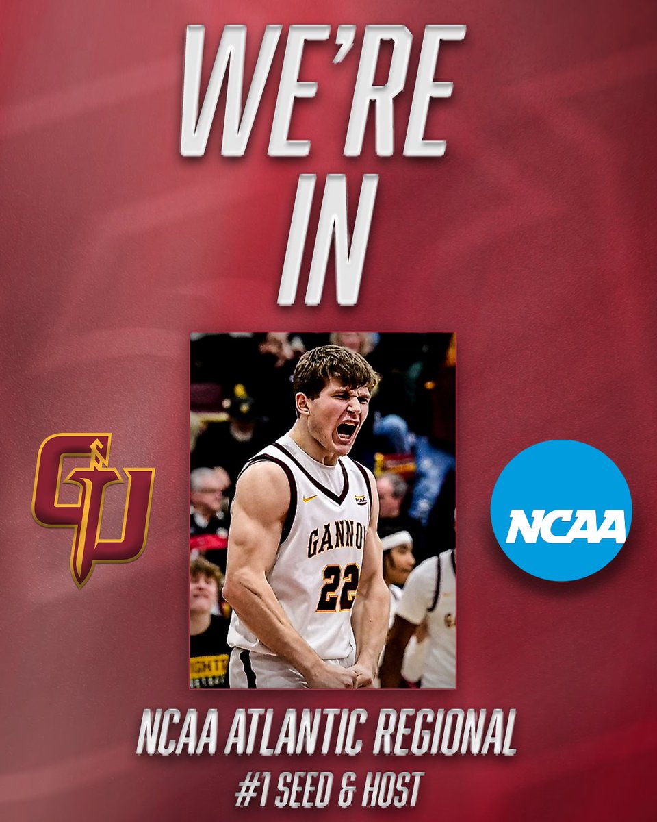 GANNON_MBB's tweet photo. IN. 

We are the top seed in the Atlantic and will host the regional at the Highmark Events Center. We'll take on Charleston (WV) in the first round. https://t.co/U0jXTgavLK