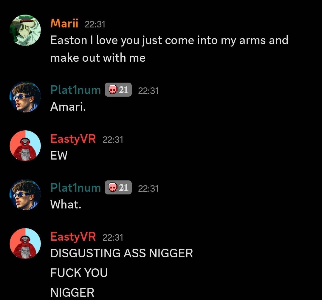 In_arC9's tweet photo. @eastyvr  IS A RACIST AND A PEDOPHILE, THIS IS UNDOCTORED PROFT FROM DISCORD https://t.co/aK89Cu8lPc