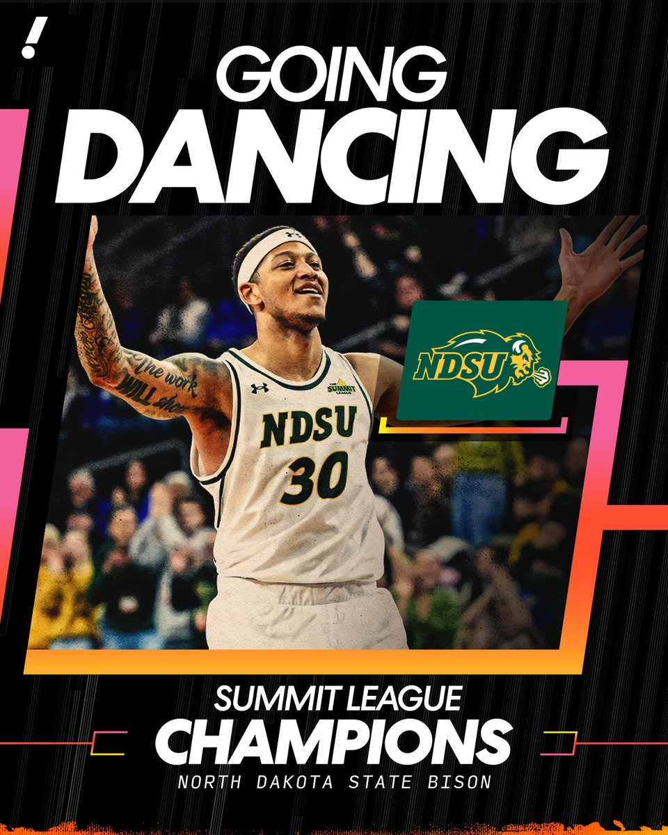 YahooSports's tweet photo. NORTH DAKOTA STATE GOING DANCING 🙌 

The Bison win their FIRST conference championship since 2020 👏 https://t.co/9ZOFgnKtnT