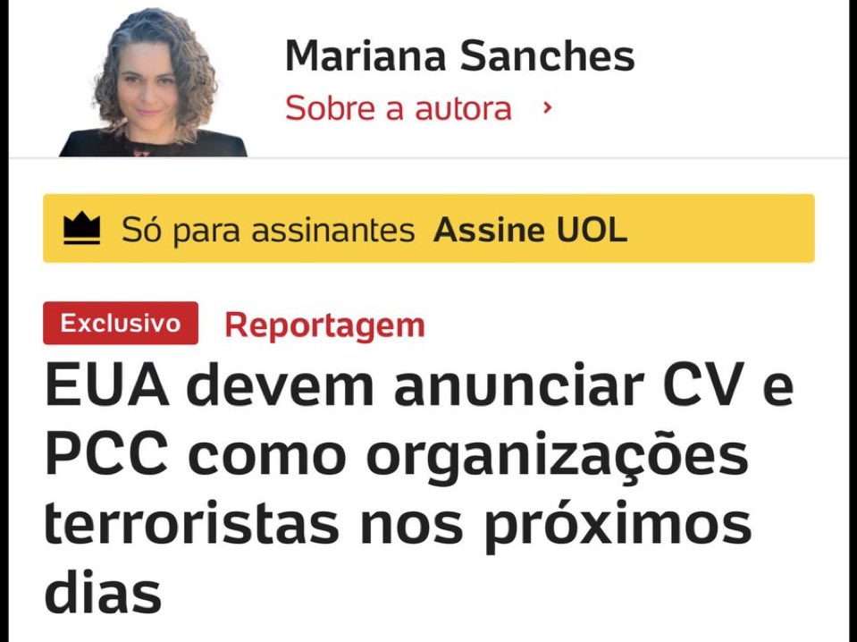 Vivi pra ver o presidente laranja lá da casa branca querendo dar fim no comando vermelho