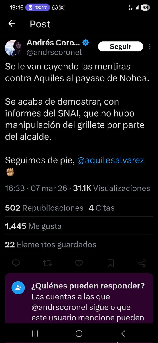 Este Borrego mmv habla una sarta d pendejadas ,t recuerdo q el Abogaducho cola en FUNDA del Chimichurri dijo q el se quitaba el GRILLETE para cargarlo y el Chimichurri dice ante el Juez q NUNCA se sacó el GRILLETE aunque la Fiscalia presentó hartas Pruebas d q se lo sacó