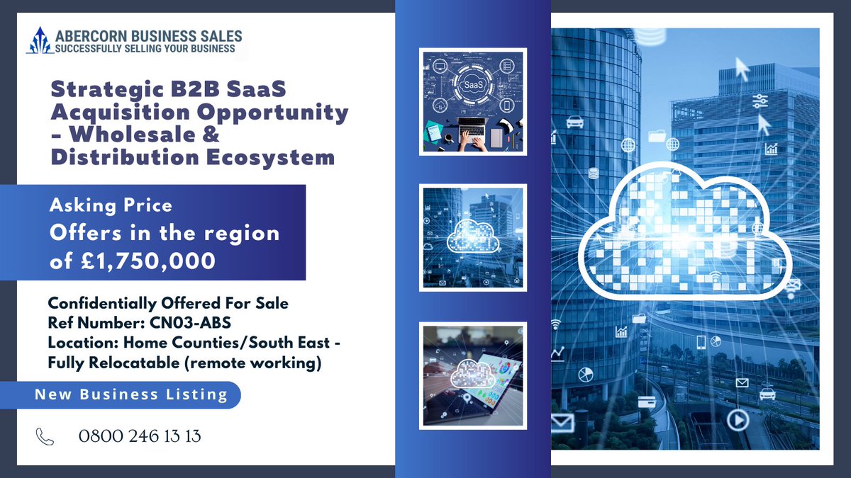 New Businesses for Sale (CN03-ABS) : Strategic B2B SaaS Acquisition Opportunity - Wholesale &amp; Distribution Ecosystem
Strictly Private &amp; Confidential

Business Link: tinyurl.com/Listing-CN03-A…

Business Ref: CN03-ABS
Established 40 years! | Consistently Profitable | Global Customer