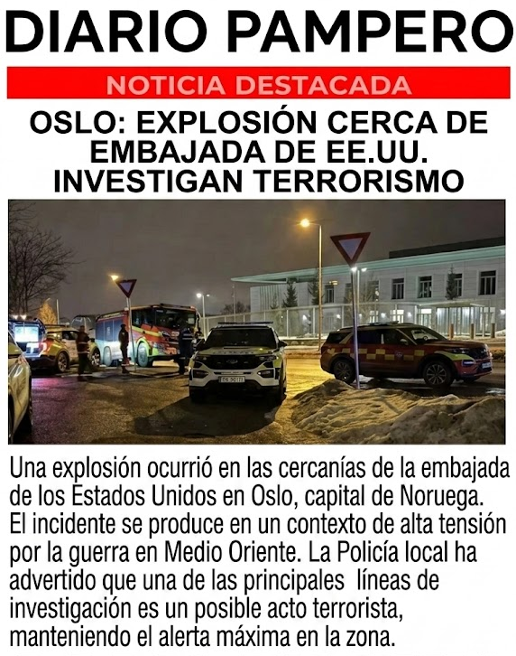 ElPampero's tweet photo. 🚨 ÚLTIMA HORA | Fuerte explosión cerca de la Embajada de EE.UU. en Oslo. La policía noruega investiga un posible atentado terrorista. 📰 Toda la cobertura y el análisis internacional al instante en Diario Pampero. ¡Suscribite hoy y no te pierdas nada! 📲 #Noticias #Oslo https://t.co/j9kcwsiUsl