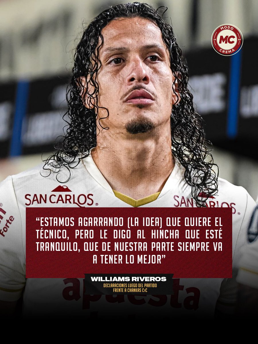 El defensor de Universitario de Deportes dio la cara tras el partido ante Los Chankas. Riveros envió un mensaje de calma a la hinchada crema y reafirmó el compromiso del plantel con el proceso actual.

#ModoCrema #VamosCremas #YdaleU