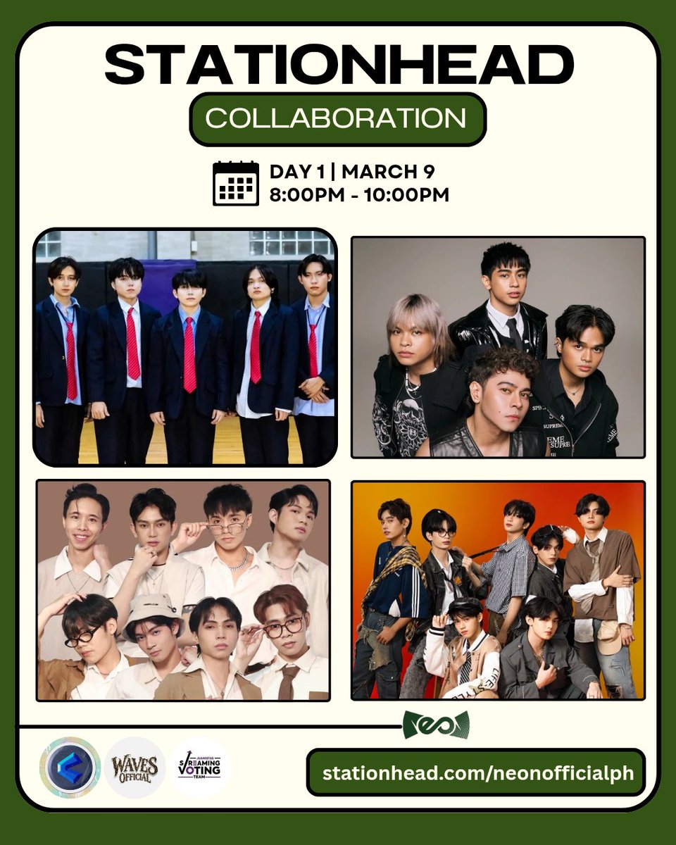 [STATIONHEAD COLLABORATION]

Samahan niyo kami patungo sa Tugatog ng ating hiraya kasama ang <a href="/Juanistas_VTST/">≡ Juanistas VTST</a> <a href="/wavesofficialph/">Waves Official Fanbase</a>
<a href="/clixttoplay/">CLIXT TO PLAY FOR NXT ▶️</a>! 

📅 DAY 1 | March 9
🕗 8:00PM - 10:00PM
🔗 stationhead.com/neonofficialph

<a href="/neophofficial/">NEO</a>
#NEO_PH #ReadyGlow
#TheJuans #ECHOPH #NXT