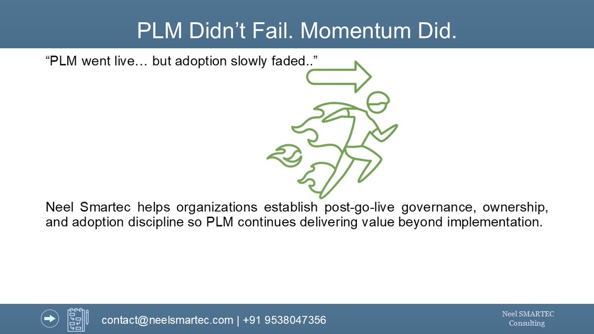 PLM projects rarely fail at go-live.
They lose momentum afterward.
Adoption, governance, and ownership determine whether PLM becomes a backbone or just another system. #PLM #Manufacturing