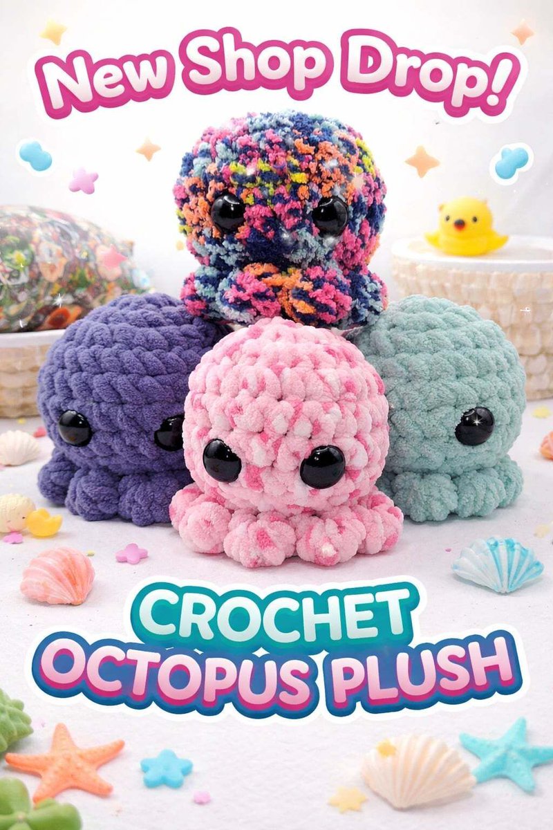 HookerAddicT7's tweet photo. New shop drop 🐙

Crochet octopus plush just hit the store tonight. Same size as the ducks and mushrooms and available in four colors.

Perfect desk buddy.
https://t.co/2dazYAexnp

#crochet
#etsyshop
#handmade
#amigurumi https://t.co/Pv3VCQhJPQ