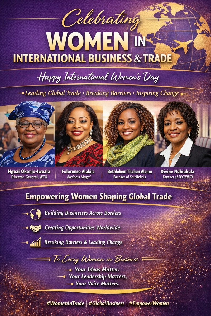 Women are transforming international business and trade expanding markets, building partnerships, and driving global growth.  Despite barriers, women continue to lead and innovate. Inspired by African leaders like these women, your voice and leadership matter #AfricanWomenLeaders