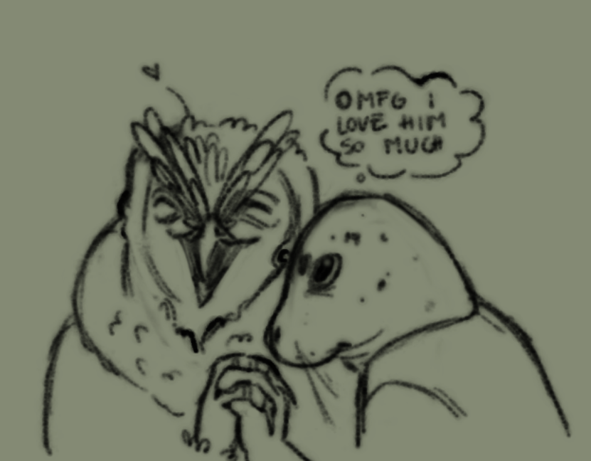 before bed a little drawing of me and my bf's sonas :3c